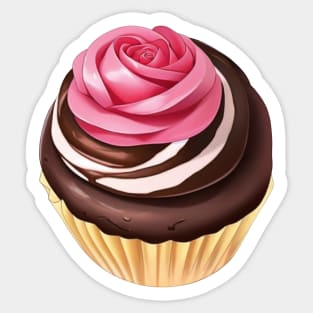 Rose and Chocolate Cupcake Sticker